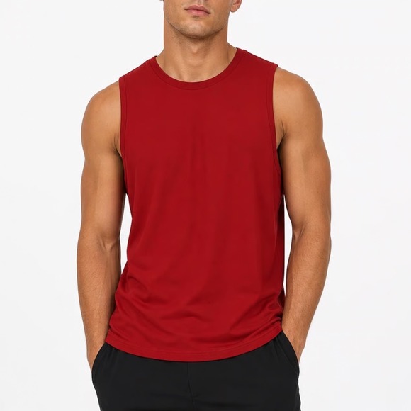 Unbranded Other - Unbranded Mens Red Athletic Tank Top Polyester Sleeveless Gym Shirt Size L